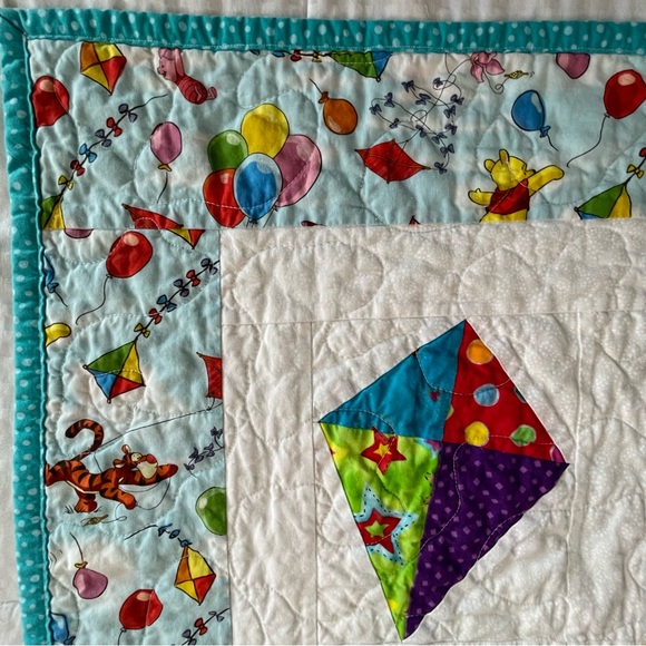 Handmade Winnie The Pooh and Friends Colorful Kite Patchwork Quilt Disney 56X48 - Picture 14 of 16